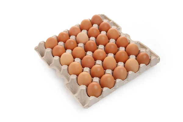 Grupp färska ägg i patronbricka — Stockfoto