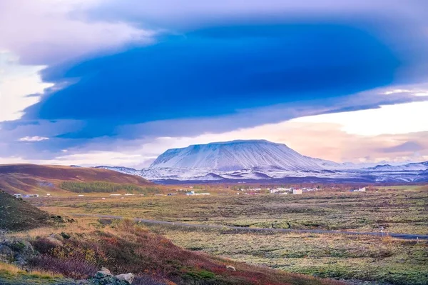 Krafla Lava Campi Fronte Cratere Islanda — Foto Stock