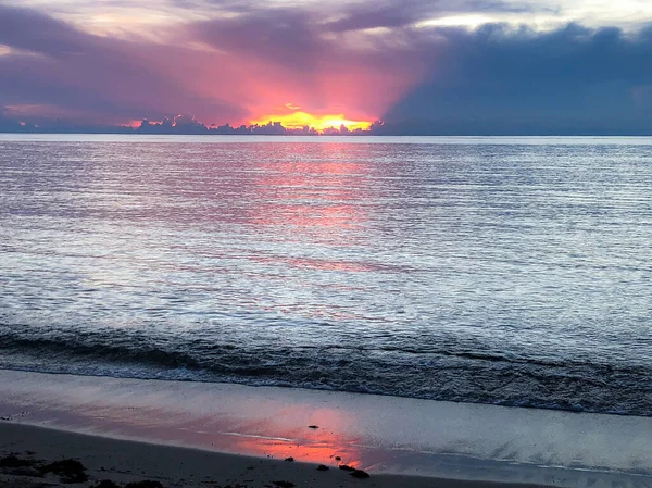 Růžové Slunce Zapadá Mexického Zálivu Ostrově Sanibel Floridě — Stock fotografie