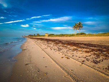 Renkli gökyüzü ve kumsal Dania Beach 'te.