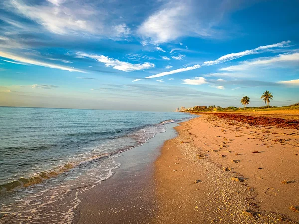 Kleurrijke Lucht Zand Het Strand Dania Beach — Stockfoto