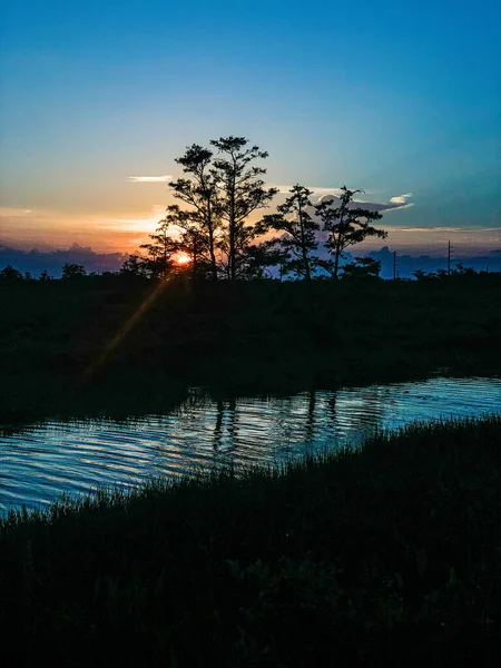 Colorful Swamp Sunset Louisiana Reflecting American Values — Stock Photo, Image