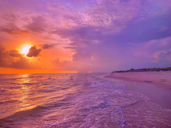 Закат Пляже Тахтейл Бич Острове Сан Марко Флорида — стоковое фото