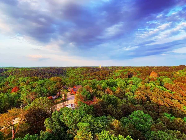 Kolorowy Zachód Słońca Eureka Springs Arkansas Wieży Widokowej — Zdjęcie stockowe