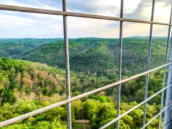 Kolorowy Zachód Słońca Eureka Springs Arkansas Wieży Widokowej — Zdjęcie stockowe