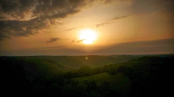 Colorido Atardecer Eureka Springs Arkansas Desde Una Torre Vigilancia — Foto de Stock