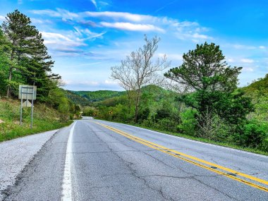 Arkansas 'taki Ozark Dağları' nda dolambaçlı yol