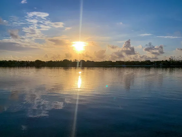 Große Orangefarbene Sonne Fluss Hobe Sound Florida — Stockfoto