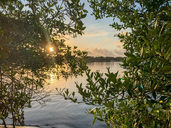 Große Orangefarbene Sonne Fluss Hobe Sound Florida — Stockfoto