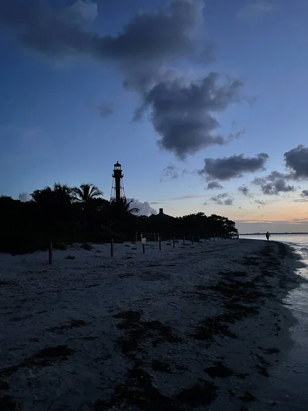 Αυγή Στην Παραλία Του Νησιού Sanibel — Φωτογραφία Αρχείου