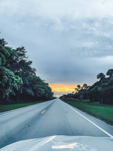 View Empty Road Evening Sunset — Stock Photo, Image