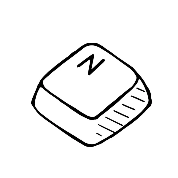 Elle çizilmiş doodle düğme N — Stok Vektör
