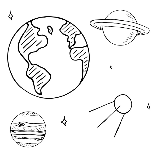 Conjunto de doodles espaciais — Vetor de Stock
