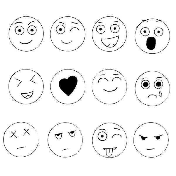 Emojis felices y tristes dibujados a mano — Archivo Imágenes Vectoriales