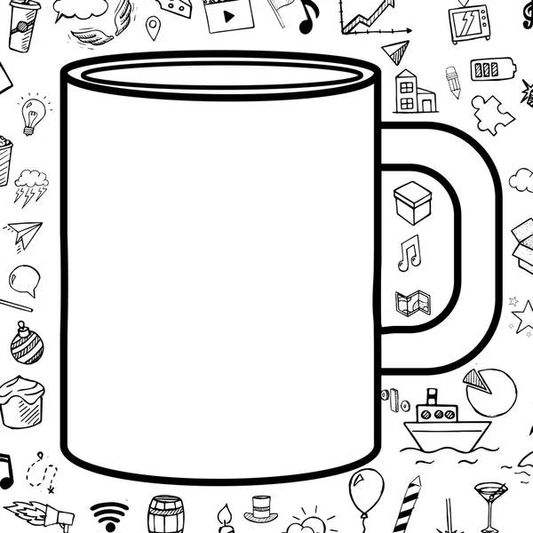 Doodle café ou xícara de chá —  Vetores de Stock