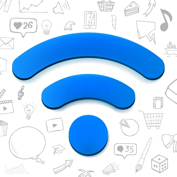 Sinal wi-fi azul —  Vetores de Stock