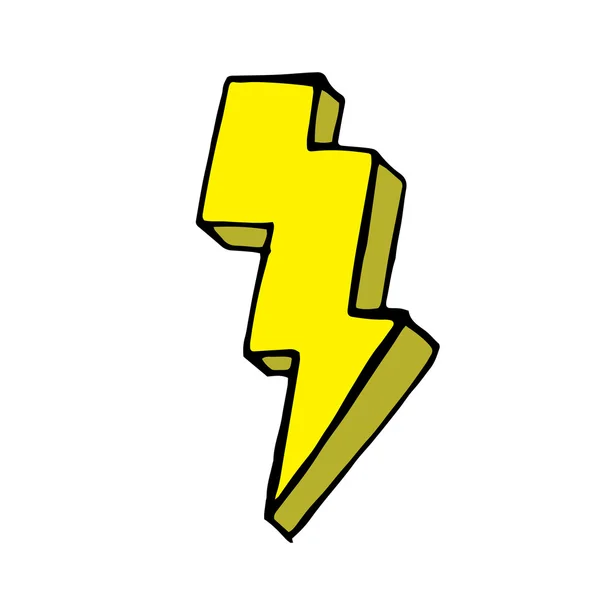Gele lightning bolt doodle — Stockvector