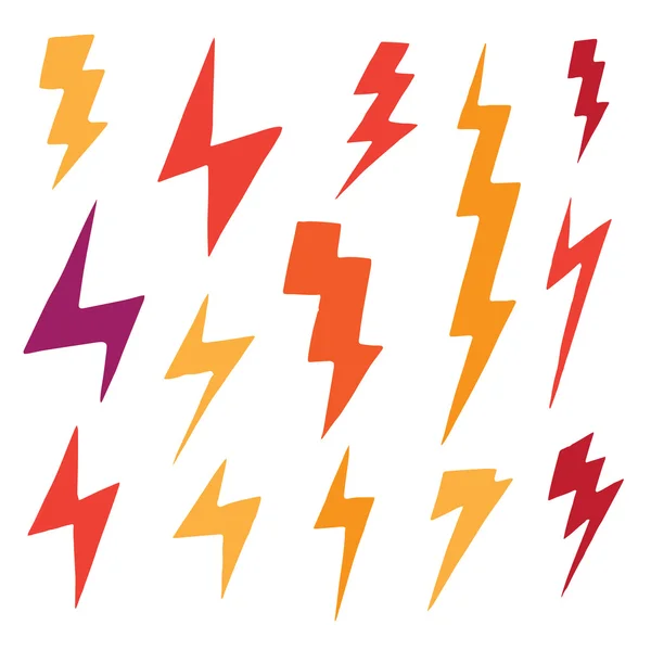낙서 간단한 lightnings의 집합 — 스톡 벡터