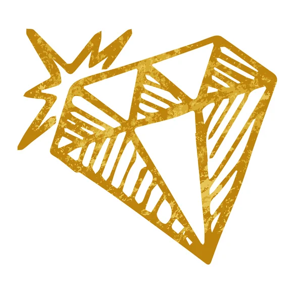 Diamante de ouro desenhado à mão —  Vetores de Stock