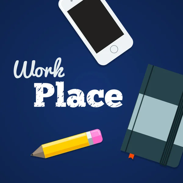 Work place :pencil, phone, notebook — Stock Vector