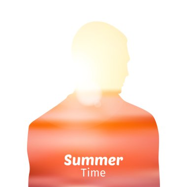 adam ve plaj günbatımı