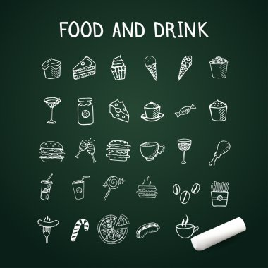yiyecek ve içecek simgeler doodle