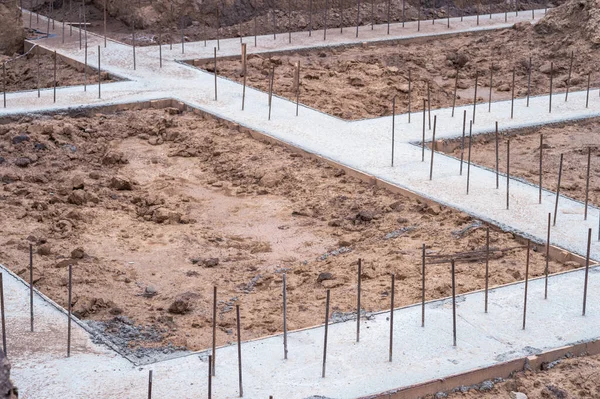 Versare Una Soluzione Concreta Della Fondazione Della Costruzione Una Casa — Foto Stock