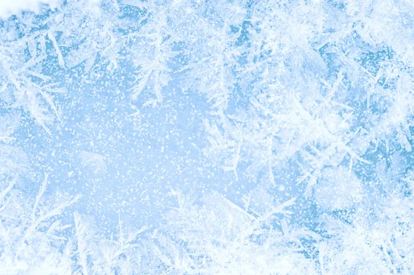 Μπλε Πάγος Λευκό Μοτίβο Παγετού Και Νιφάδων Χιονιού Ιστορικό Θέση Εικόνα Αρχείου
