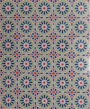 Marakeş 'teki bir Fas Medersa' da güzel ve geleneksel Arap fayansları dekorasyonu..