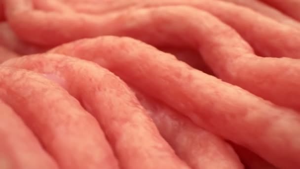 Extrémně detailní, detailní. jídlo pozadí. syrové mleté maso — Stock video