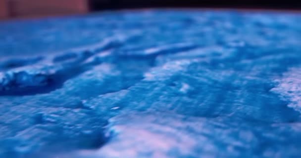 装飾的な石膏ブルーテクスチャ波の詳細な極端なクローズアップ表面 — ストック動画