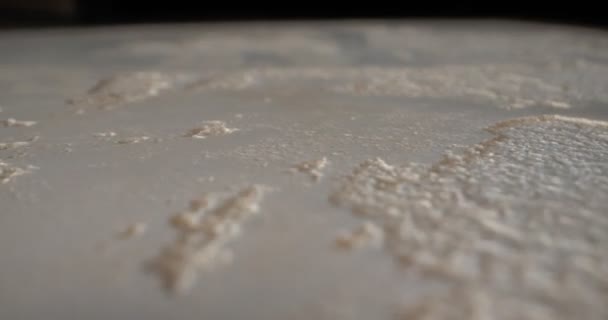 Detailed extreme close-up surface finished in beige textured travertini marble — Stock Video