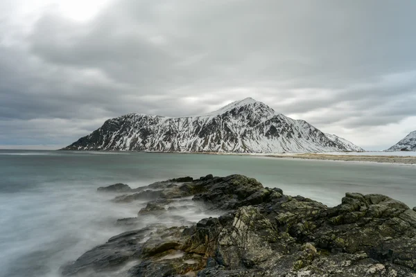 Skagsanden 비치, Lofoten 섬, 노르웨이 — 스톡 사진