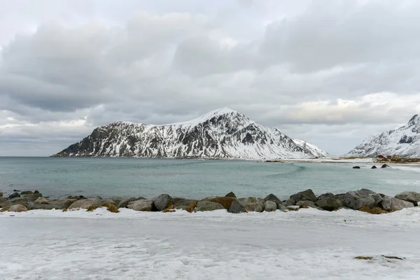 Skagsanden beach, Lofoten Adaları, Norveç — Stok fotoğraf