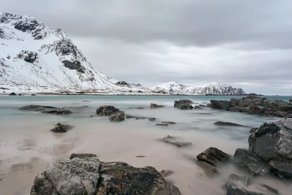 Skagsanden beach, Lofotens öar, Norge — Stockfoto