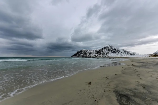 Skagsanden ビーチ、ノルウェーのロフォーテン諸島 — ストック写真