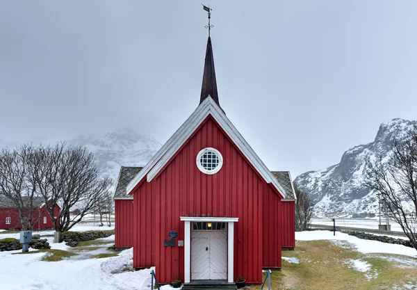 Flakstad Kilisesi - Lofoten Adaları, Norveç — Stok fotoğraf