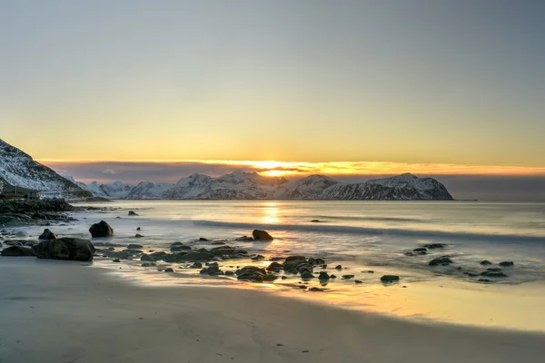 Vikten 비치-Lofoten 비치, 노르웨이 — 스톡 사진