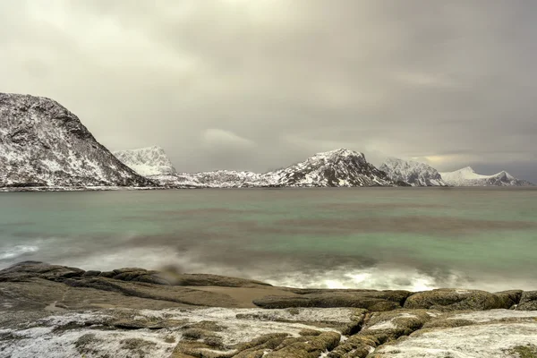 Haukland beach, Lofoten ostrovy, Norsko — Stock fotografie