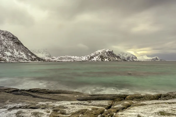 Haukland beach, Lofoty, Norwegia — Zdjęcie stockowe