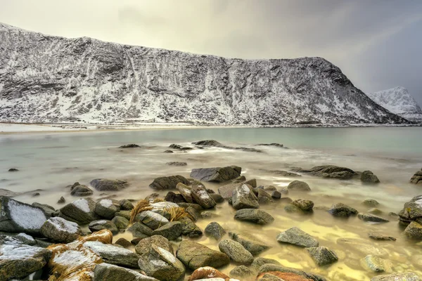 Haukland beach, Lofoten ostrovy, Norsko — Stock fotografie