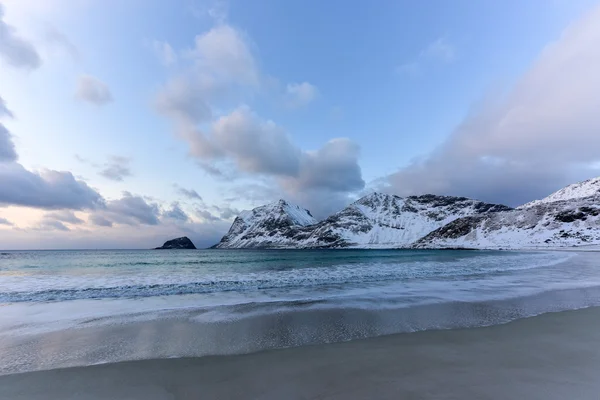 Haukland beach, Lofoty, Norwegia — Zdjęcie stockowe