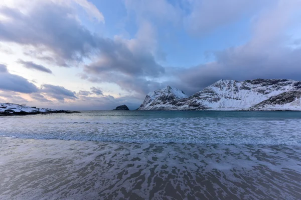 Haukland 비치, Lofoten 섬, 노르웨이 — 스톡 사진