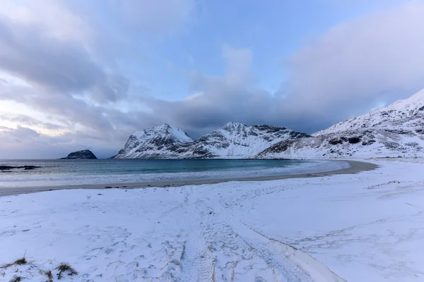 Haukland beach, Lofoten-szigetek, Norvégia — Stock Fotó