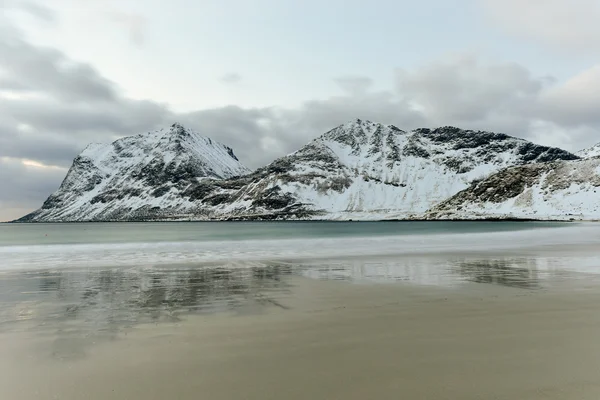 Haukland beach, Lofoten Adaları, Norveç — Stok fotoğraf