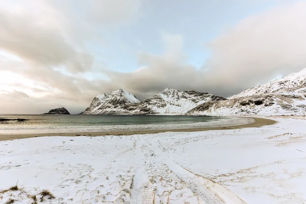 Haukland beach, Lofoty, Norwegia — Zdjęcie stockowe