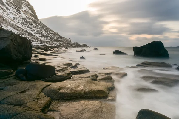 Plage d'Utakleiv, Îles Lofoten, Norvège — Photo