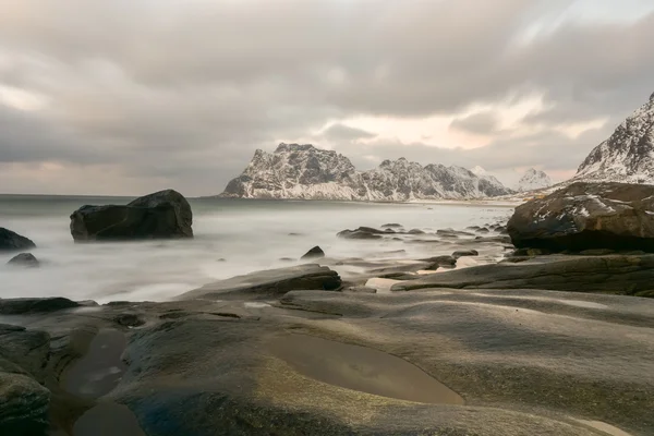 Utakleiv beach, Lofotens öar, Norge — Stockfoto