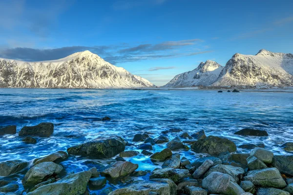 Skagsanden 비치, Lofoten 섬, 노르웨이 — 스톡 사진