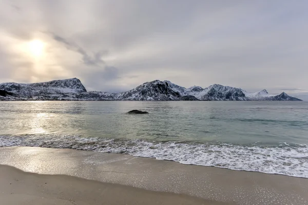 Praia de Haukland - Lofoten Islands, Noruega — Fotografia de Stock